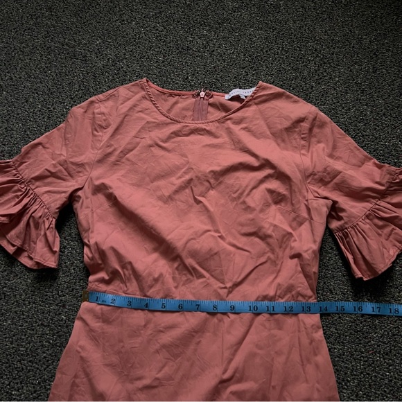 ENGLISH FACTORY Mauve Pink Ruffle Sleeve Flutter Mini A-Line High-Waist Dress S - Picture 13 of 16